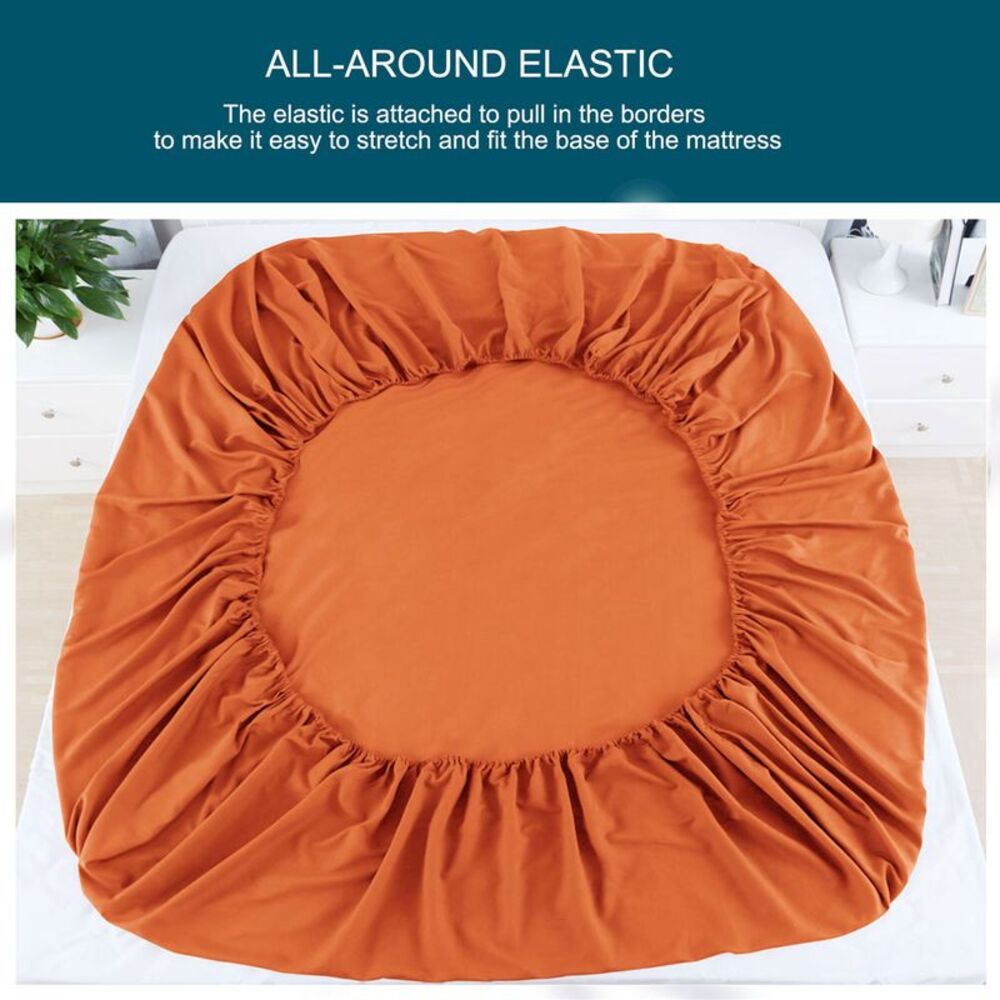 Fitted Sheet Only Cotton Breathable Bottom Sheet with Large Pocket Orange - Picture 5 of 6